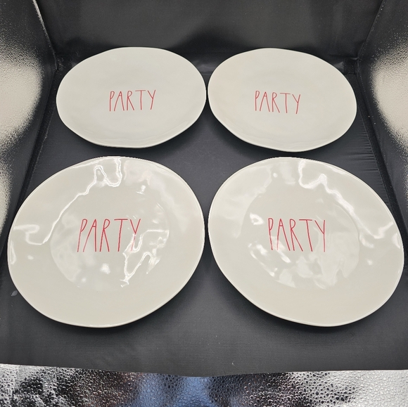 Rae Dunn PARTY & FUN Plates Red Writing - Picture 5 of 8